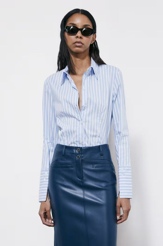 Patrizia Pepe Camicia slim fit in popeline a righe