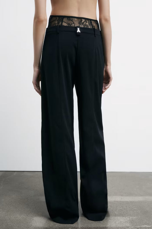 Patrizia Pepe Pantaloni palazzo con vita in pizzo