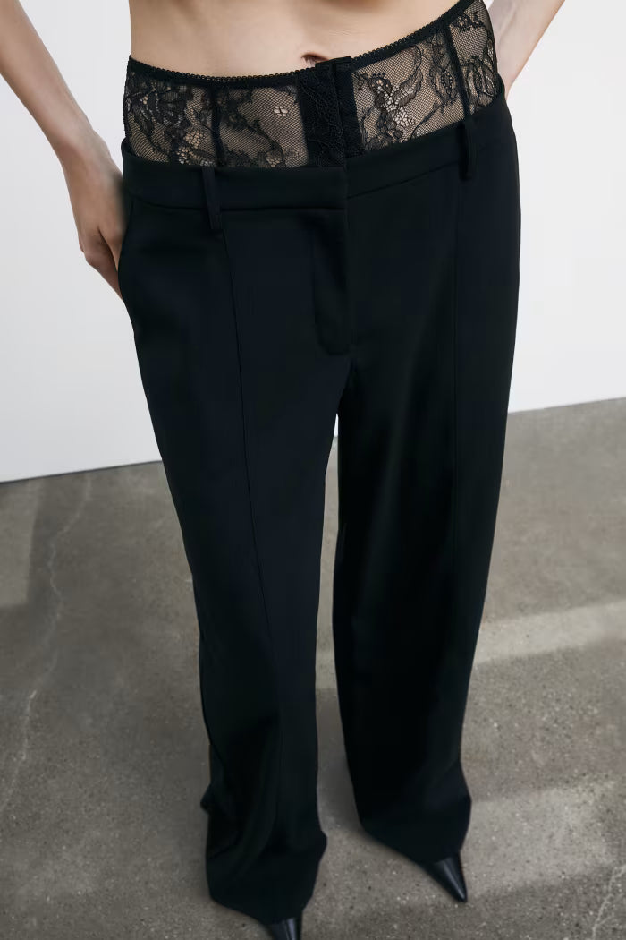 Patrizia Pepe Pantaloni palazzo con vita in pizzo