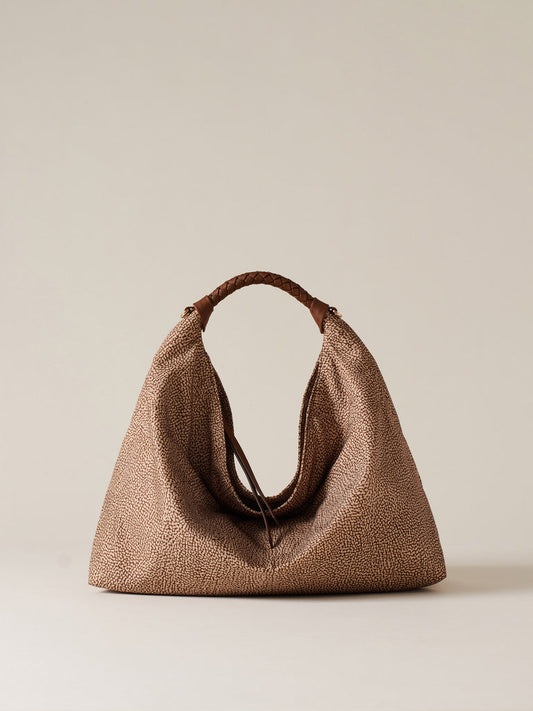 Borbonese PLIE BORSA HOBO MEDIUM beige