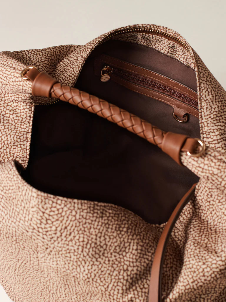 Borbonese PLIE BORSA HOBO MEDIUM beige
