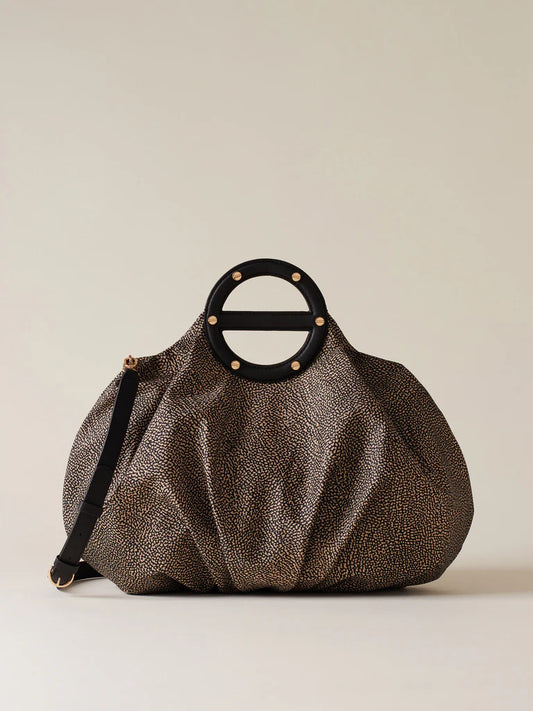 Borbonese VIS A VIS BAULETTO MEDIUM natural/nero