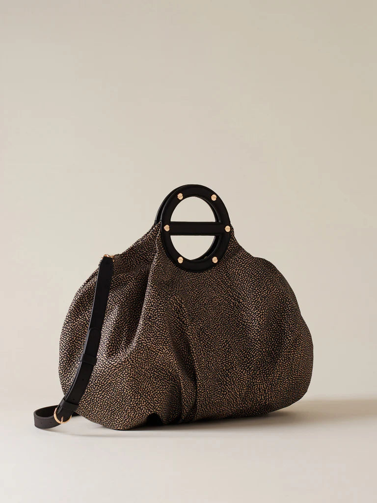 Borbonese VIS A VIS BAULETTO MEDIUM natural/nero