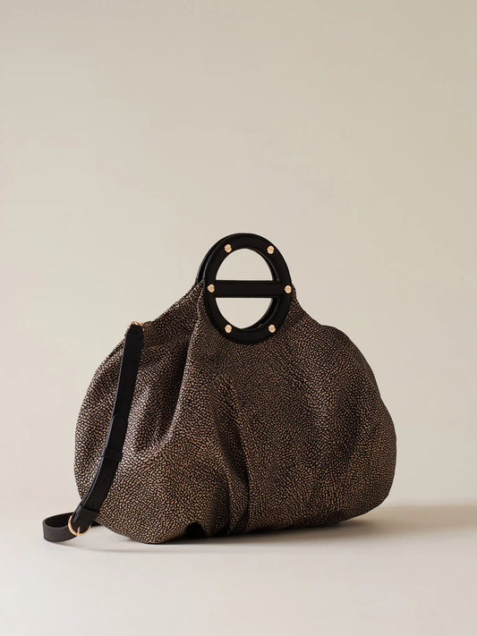 Borbonese VIS A VIS BAULETTO MEDIUM natural/nero