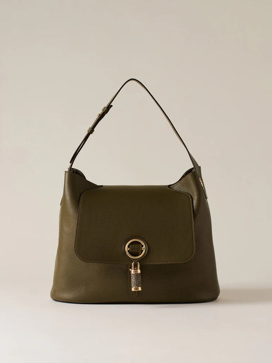Borbonese PREMIER BORSA HOBO MEDIUM olive