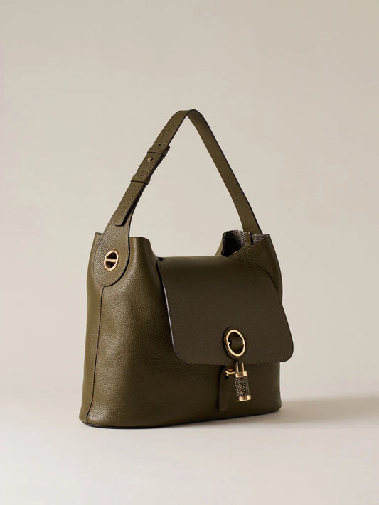 Borbonese PREMIER BORSA HOBO MEDIUM olive