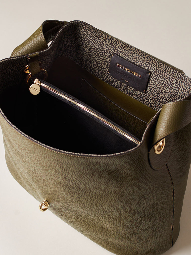 Borbonese PREMIER BORSA HOBO MEDIUM olive