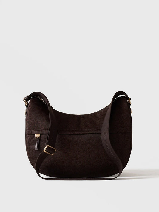 Borbonese B-CLUB LUNA BAG MEDIUM Borsa a tracolla in tessuto Op Cioccolato