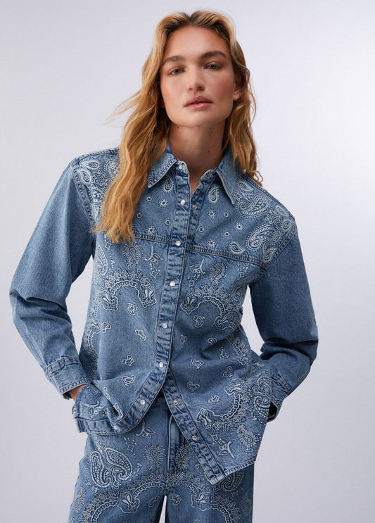 liu jo Camicia in denim con ricami