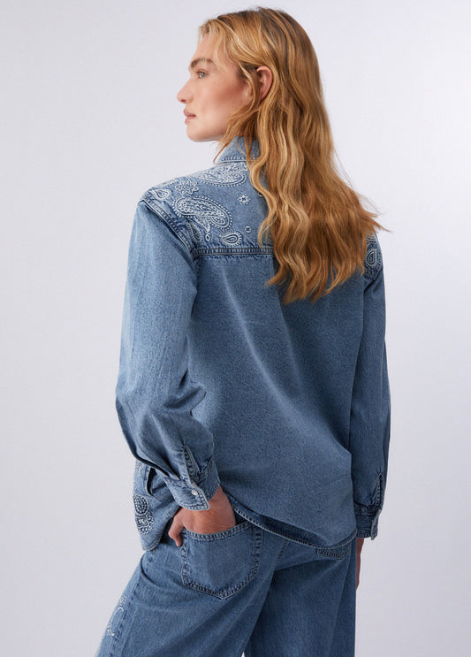 liu jo Camicia in denim con ricami