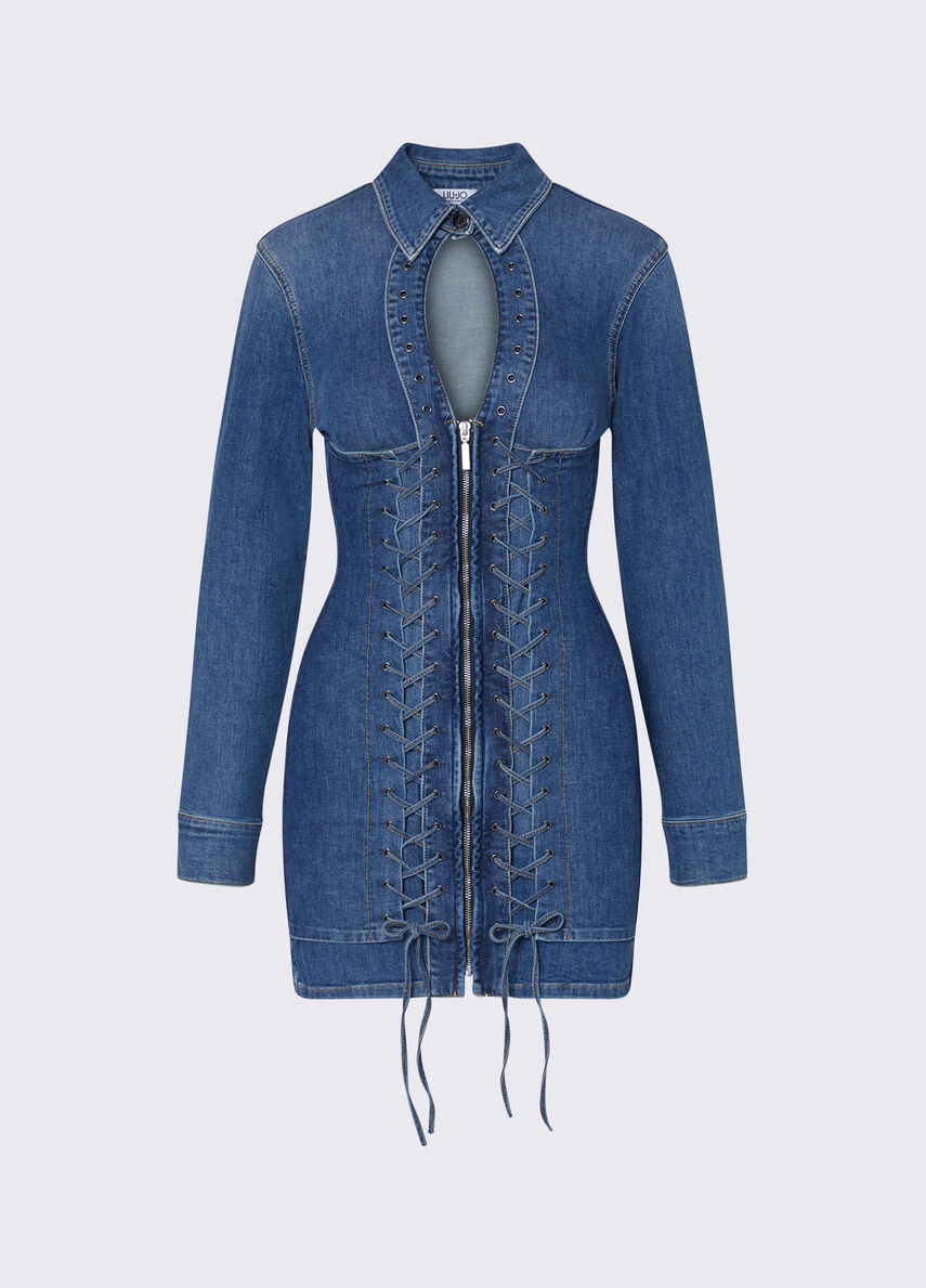 Liu Jo Short denim dress with ties