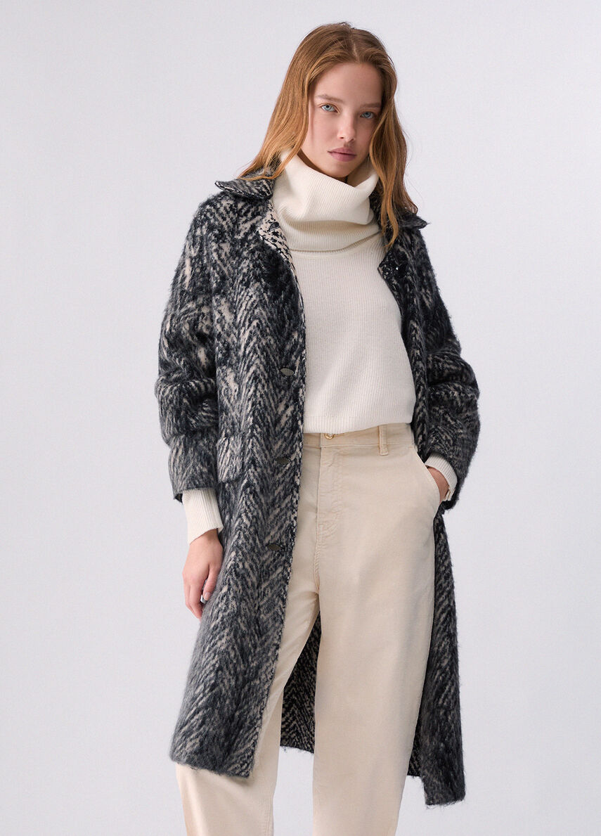 Liu Jo Cappotto jacquard in maglia spazzolata