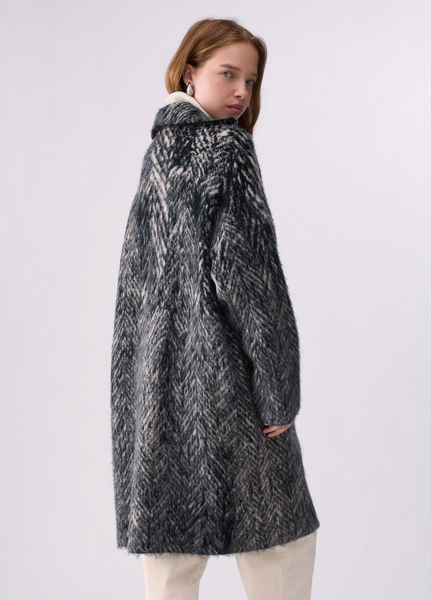 Liu Jo Cappotto jacquard in maglia spazzolata