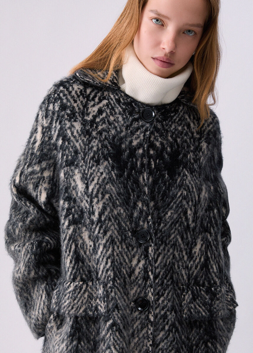 Liu Jo Cappotto jacquard in maglia spazzolata