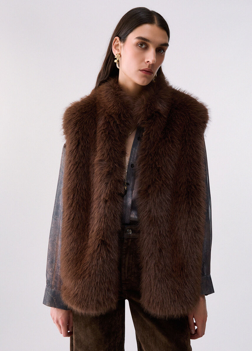 Liu Jo Gilet in pelliccia sintetica con cintura