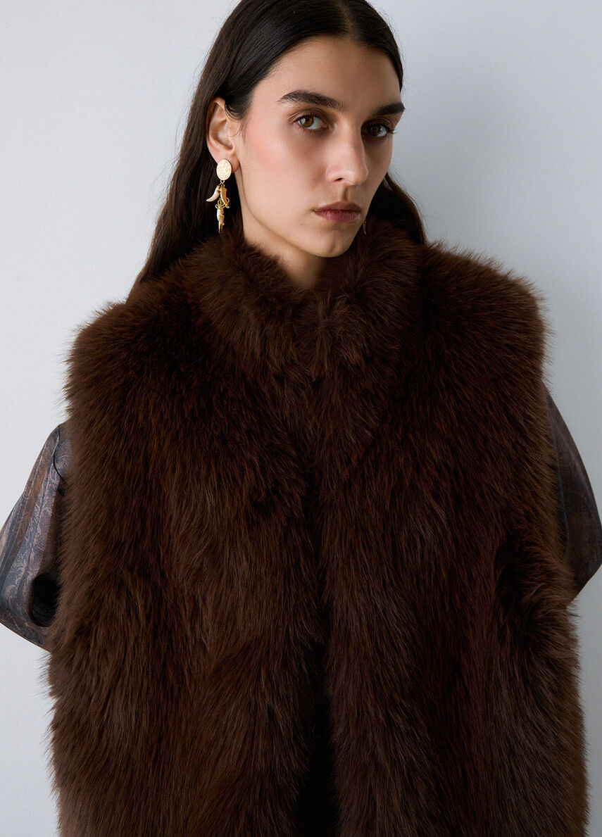 Liu Jo Gilet in pelliccia sintetica con cintura