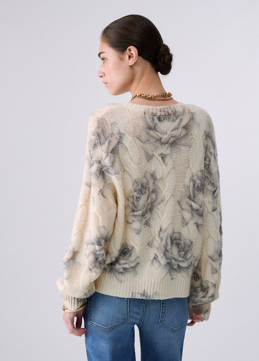 Liu Jo Maglia in lana con stampa rose