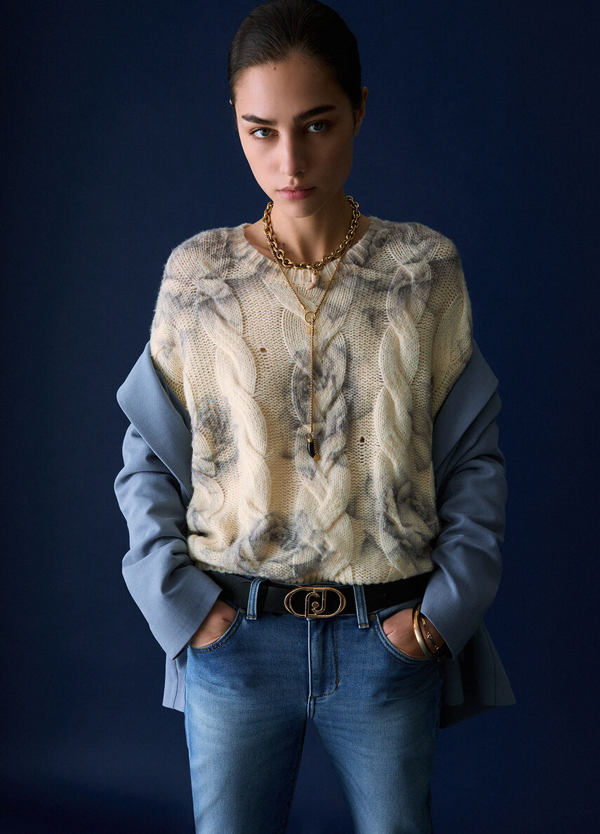Liu Jo Maglia in lana con stampa rose