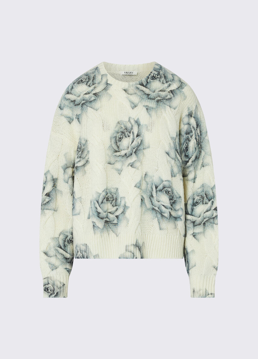 Liu Jo Maglia in lana con stampa rose