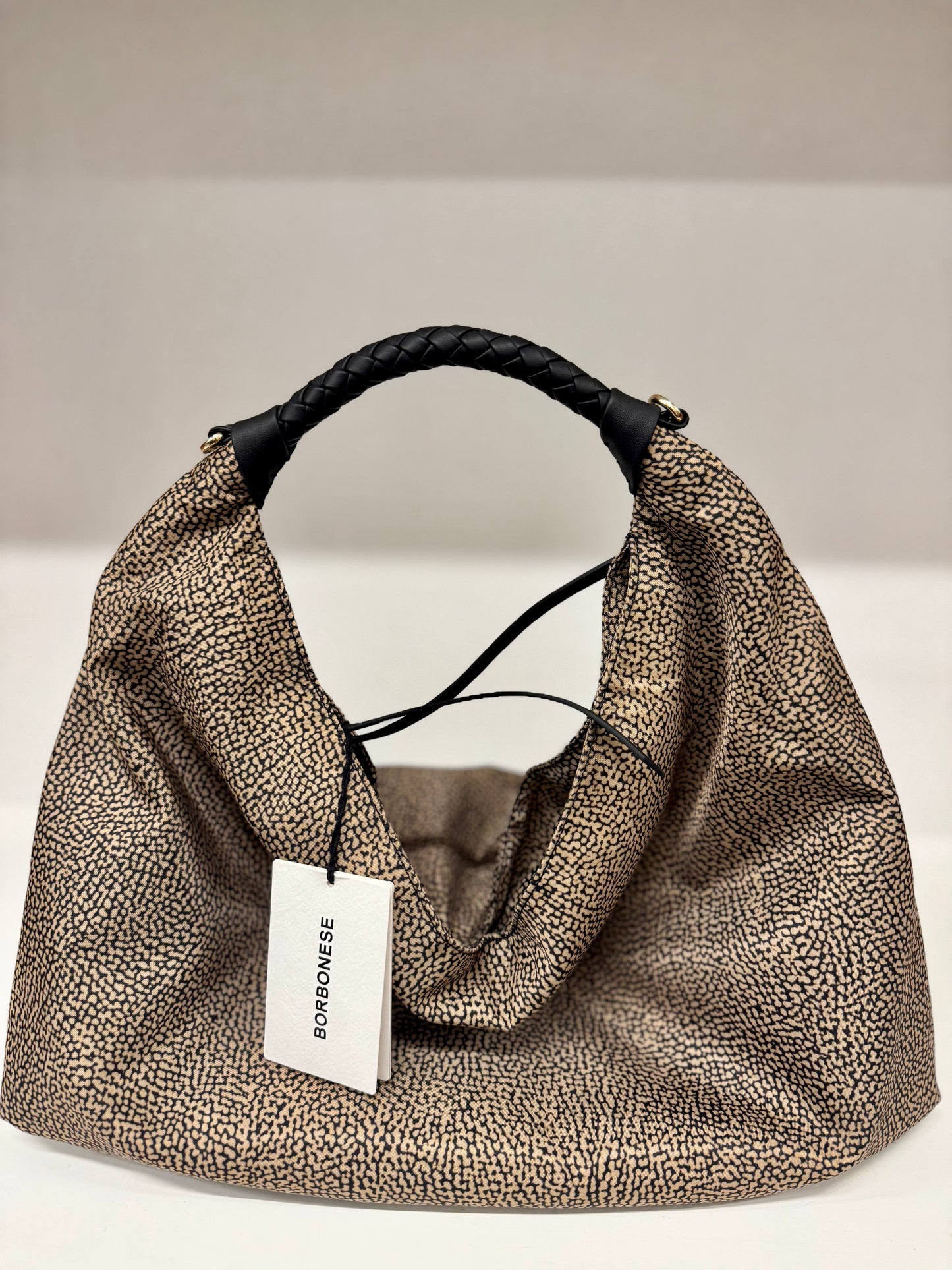 Borbonese PLIE BORSA HOBO MEDIUM nero