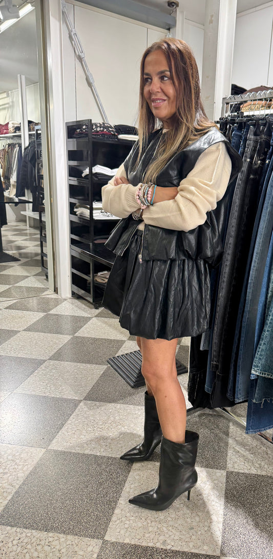 ELEH Gilet Ecopelle Nero