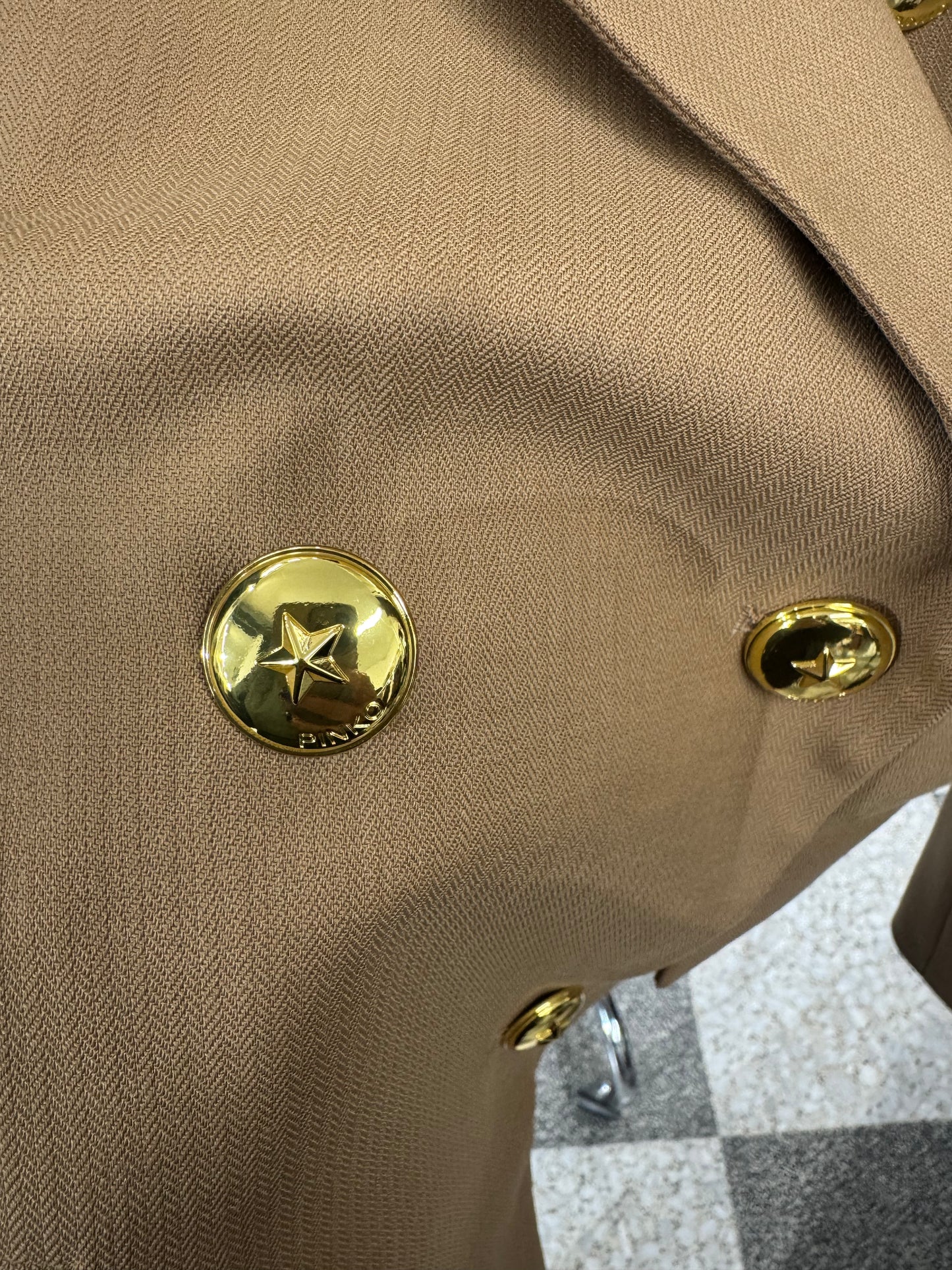 Pinko Blazer doppiopetto in lana con bottoni dorati brown