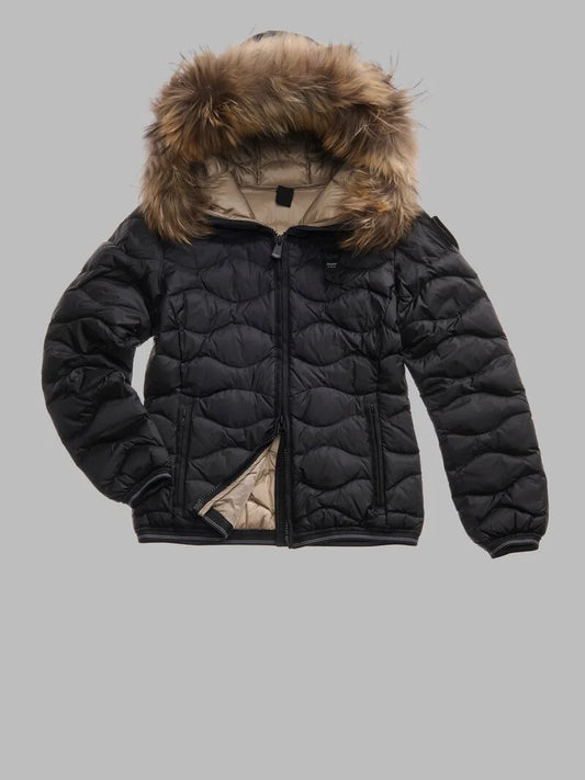 Blauer PIUMINO CON BORDO IN PELLICCIA ALDIE nero