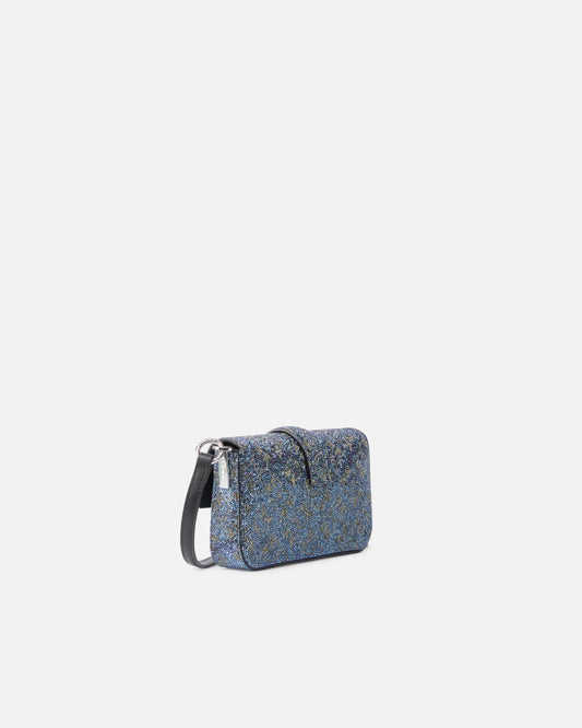 Pinko Borsa a spalla Baby Love Bag Slouchy in pelle full strass argento