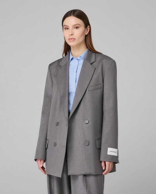 Hinnominate Blazer Doppiopetto Con Spalline • Grigio Melange