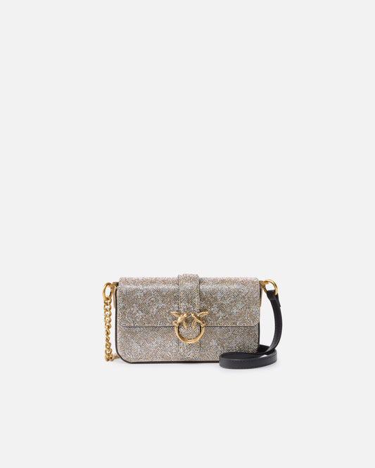 Pinko Borsa a spalla Baby Love Bag Slouchy in pelle full strass