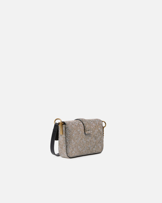 Pinko Borsa a spalla Baby Love Bag Slouchy in pelle full strass
