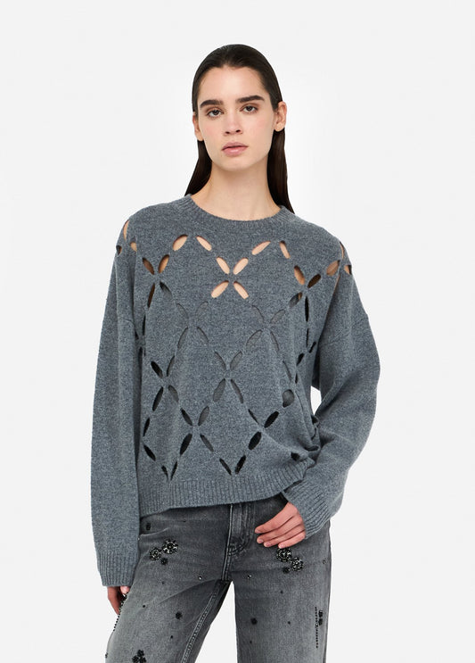 Liu Jo Maglia 100% lana con cut-out grigio melange