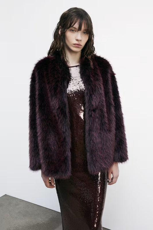 Patrizia Pepe Giubbotto morbido fluffy purple red