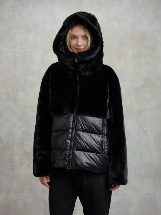 Blauer GIUBBETTO NYLON CON PELLICCIA ECO FANEVIL nero