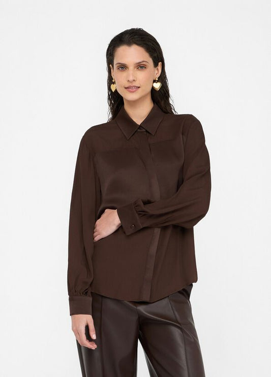 Liu Jo Camicia in crêpe de chine cioccolato
