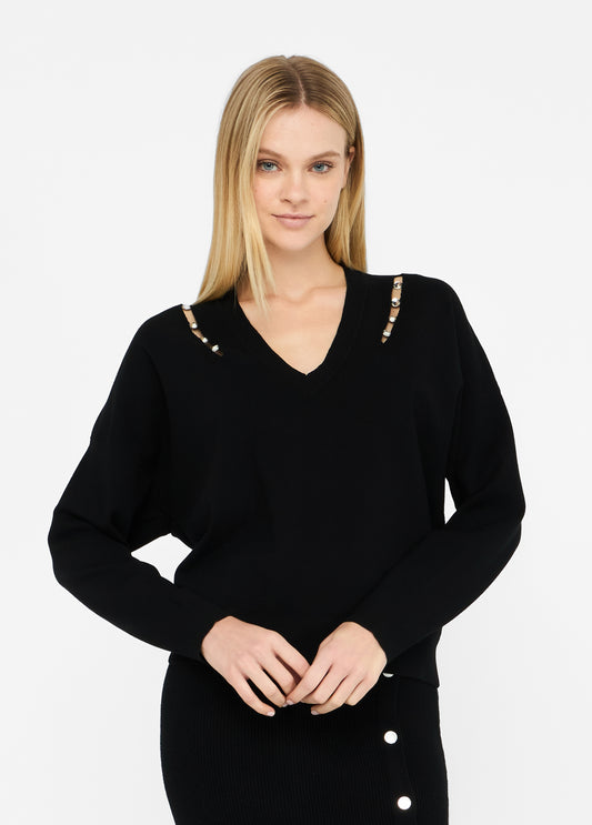 Liu Jo Maglia con castoni gioiello nero