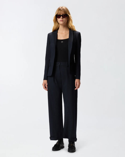 Pinko Pantaloni gessati a palloncino in lana Pastasfoglia