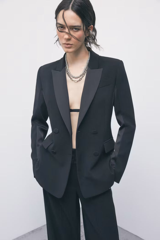 Patrizia Pepe Blazer doppiopetto color block in crêpe