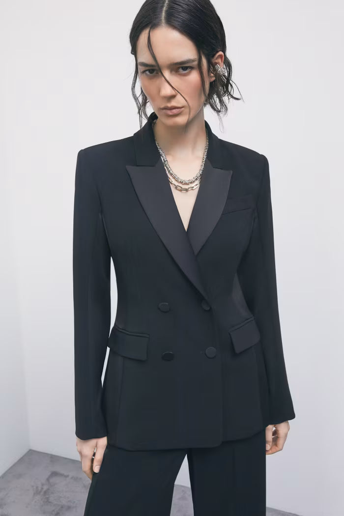 Patrizia Pepe Blazer doppiopetto color block in crêpe