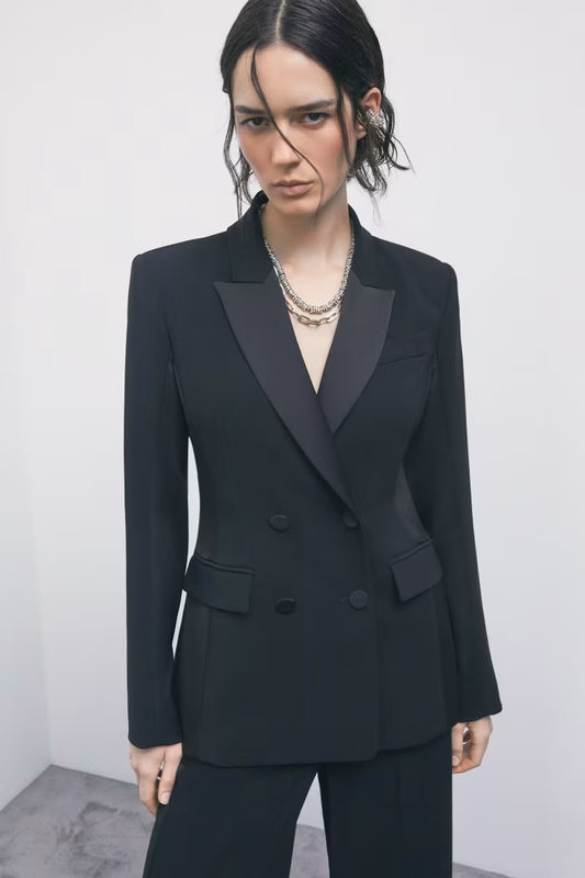 Patrizia Pepe Blazer doppiopetto color block in crêpe