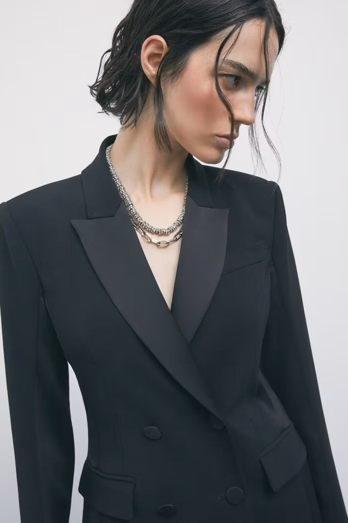 Patrizia Pepe Blazer doppiopetto color block in crêpe
