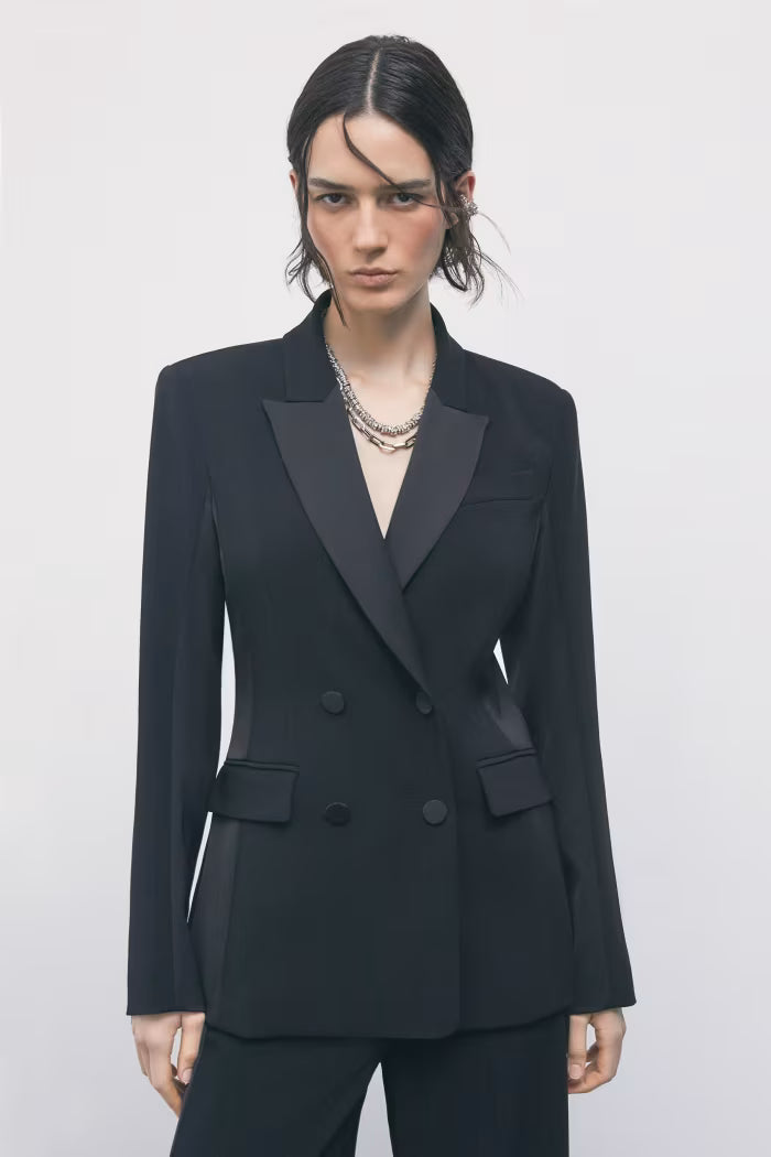 Patrizia Pepe Blazer doppiopetto color block in crêpe