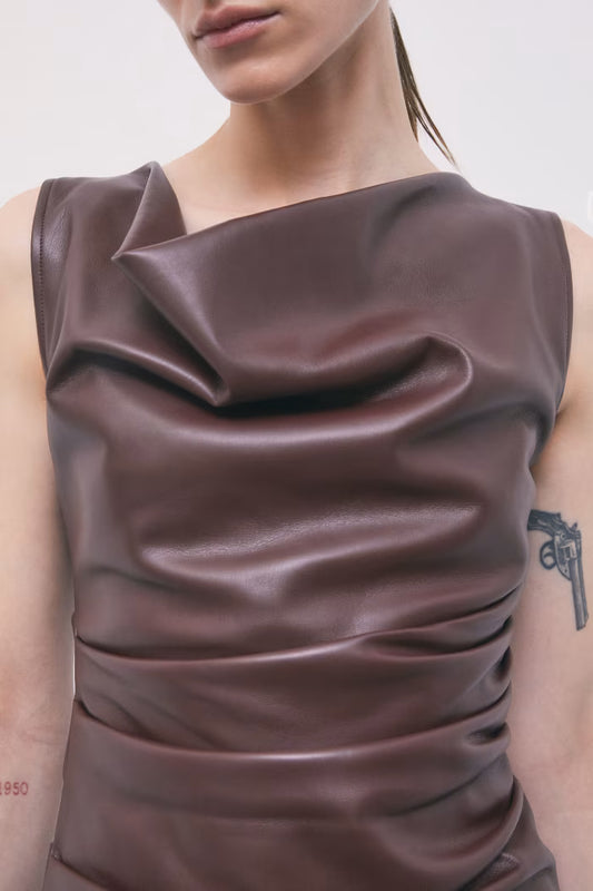Patrizia Pepe Top drappeggiato effetto spalmato