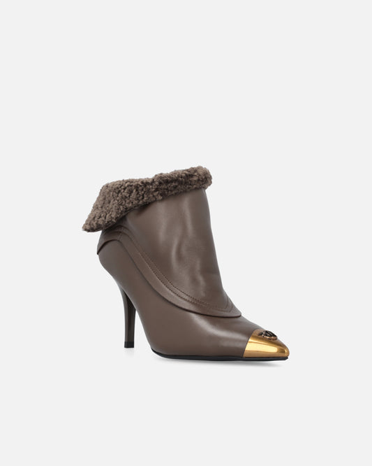 Pinko Stivaletti effetto pelliccia con punta metallizzata Lucy 25