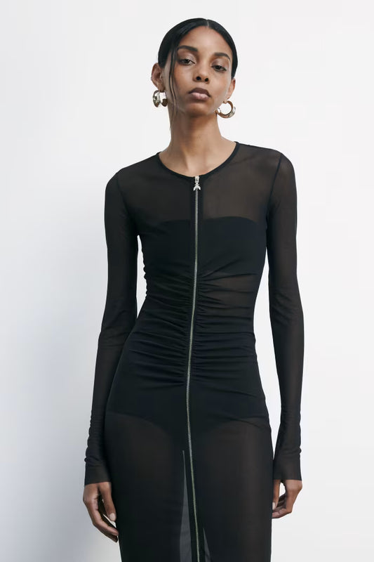Patrizia Pepe Abito midi full zip in tulle